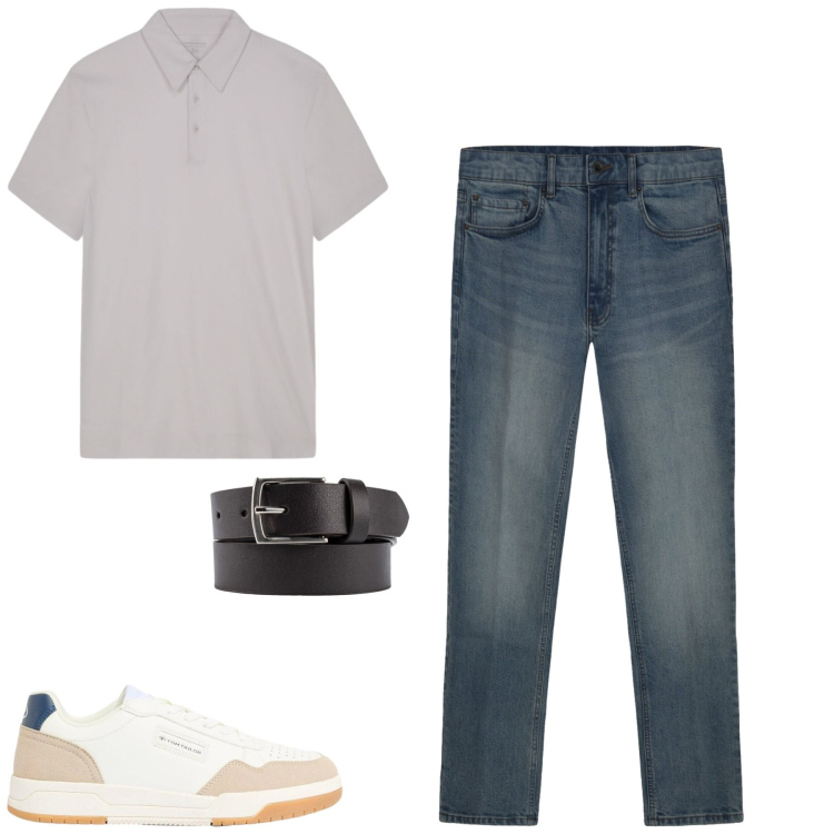 Outfit uomo - Total look #2404713. Stile Casual per Tutti i giorni. Abbinamento con sneakers, cinture, jeans, polo.