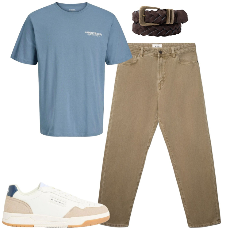 Outfit uomo - Total look #2404714. Stile Casual per Tutti i giorni. Abbinamento con sneakers, t-shirt, jeans, cinture.