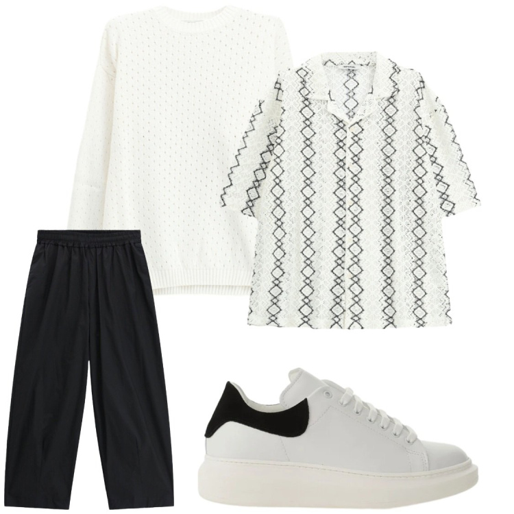 Outfit uomo - Trendy. Stile Casual per Tutti i giorni. Abbinamento con sneakers, pantaloni, maglieria, camicie a manica corta.