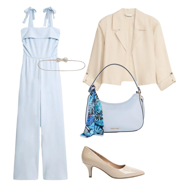 Outfit donna - Cerimonia a maggio. Stile Chic per Cerimonia. Abbinamento con borse a mano, tute, blazer, décolleté, cinture.