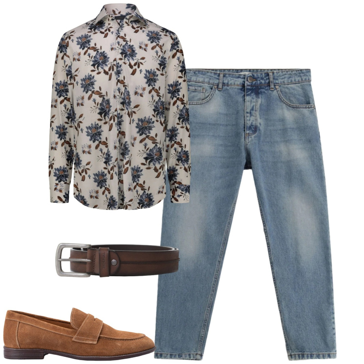 Outfit uomo - City. Stile Casual per Tutti i giorni. Abbinamento con jeans, cinture, scarpe stringate, camicie.