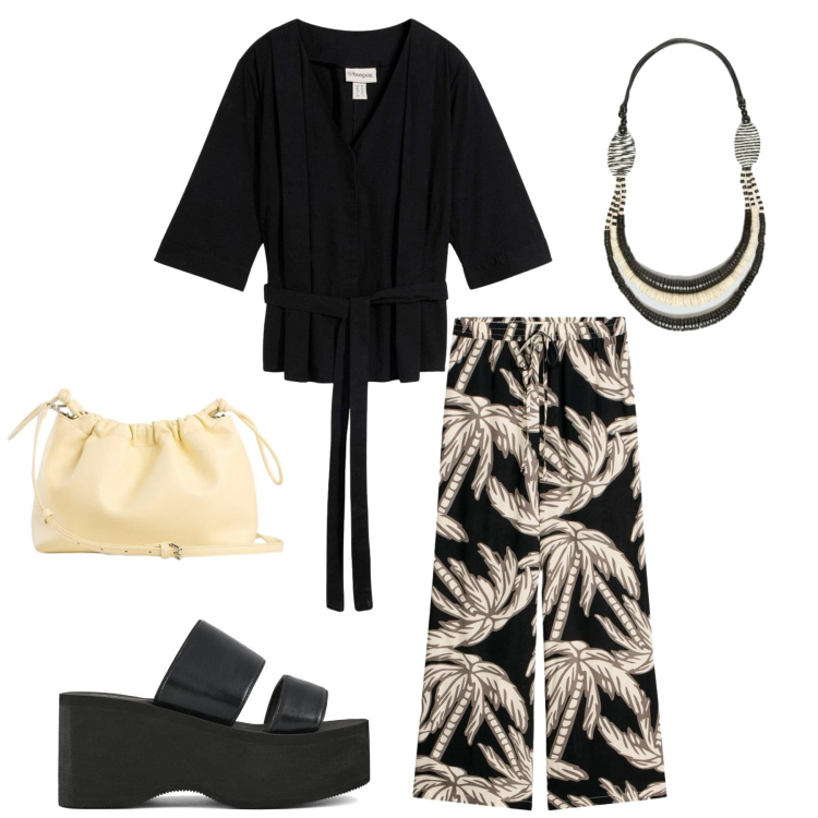 Outfit donna - Total look #2404734. Stile Etnico per Tutti i giorni. Abbinamento con bluse, pantaloni, borse a tracolla, collane, zeppe.