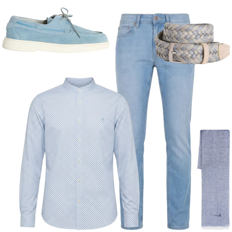 Outfit uomo - City. Stile Urban per Tutti i giorni. Abbinamento con sciarpe, jeans, cinture, scarpe stringate, camicie.