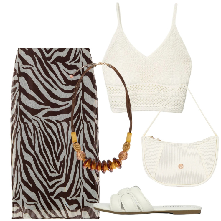 Outfit donna - Total look #2404739. Stile Etnico per Serata fuori. Abbinamento con gonne lunghe, ciabatte, top, borse a mano, collane.