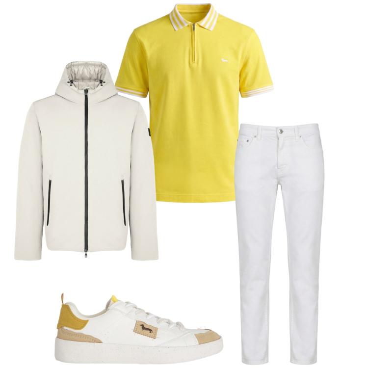 Outfit uomo - Total look #2404754. Stile Casual per Tutti i giorni. Abbinamento con sneakers, pantaloni, polo, parka.