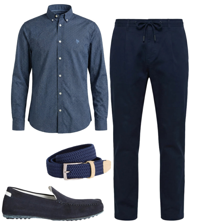 Outfit uomo - Maggio. Stile Urban per Tutti i giorni. Abbinamento con scarpe stringate, cinture, camicie, pantaloni.