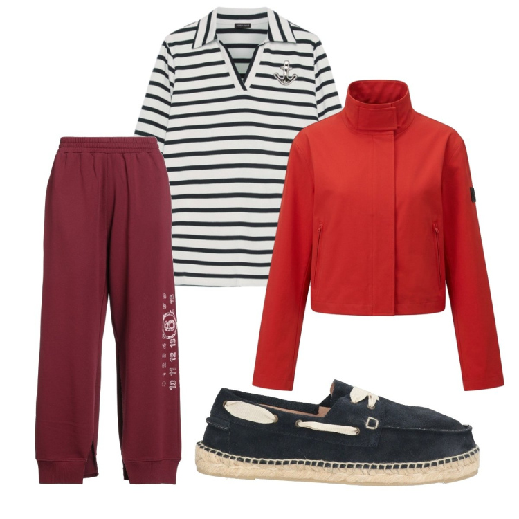Outfit donna - Super cool. Stile Sporty chic per Scuola/Università. Abbinamento con pantaloni, mocassini, polo, blazer.