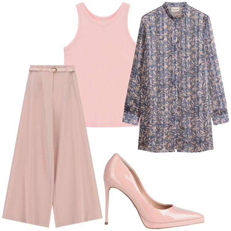 Outfit donna - Bluse lunghe aperte. Stile Glamour per Serata fuori. Abbinamento con décolleté, camicie, pantaloni a palazzo, canottiere.