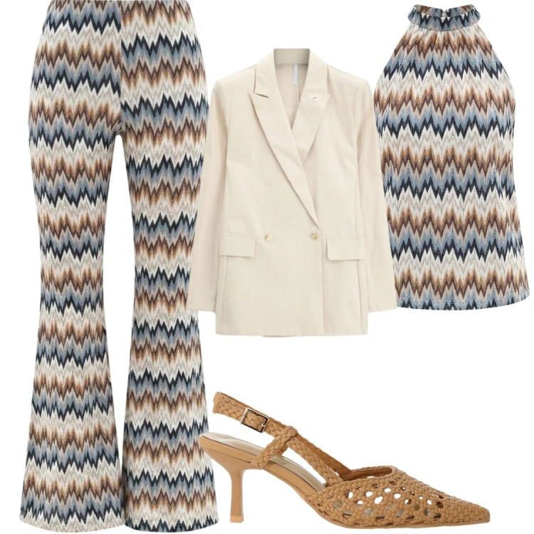 Outfit donna - Glamour. Stile Glamour per Cerimonia. Abbinamento con décolleté, blazer, canottiere, pantaloni.
