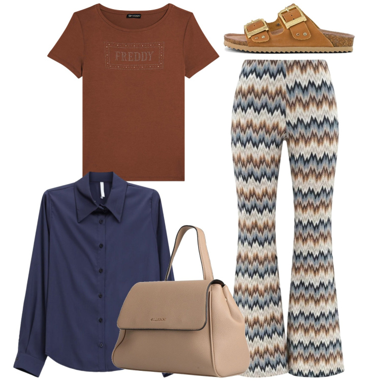 Outfit donna - Total look. Stile Casual per Tutti i giorni. Abbinamento con zaini, pantaloni, camicie, t-shirt, sandali.