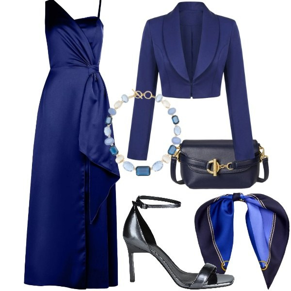 Outfit donna - L\'invitata perfetta sei tu. Stile Bon Ton per Cerimonia. Abbinamento con sandali in pelle, vestiti lunghi, bolero, borse a tracolla, foulard, collane.