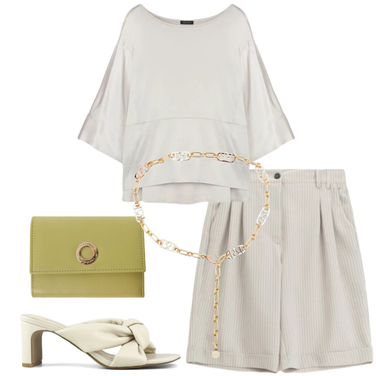 Outfit donna - Chalk tone. Stile Casual per Tutti i giorni. Abbinamento con cinture, portafogli, bermuda, bluse, sandali col tacco.