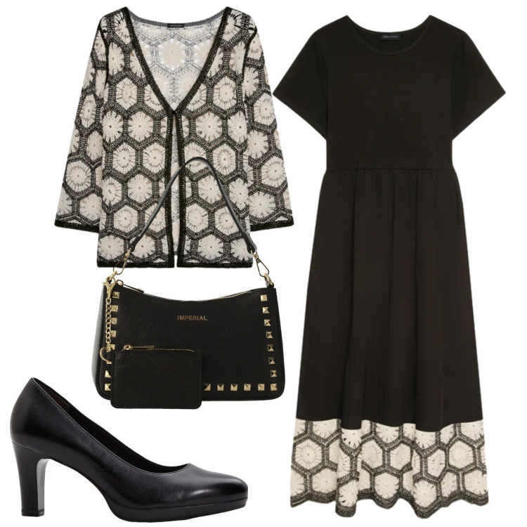 Outfit donna - Total look #2404888. Stile Bon Ton per Serata fuori. Abbinamento con décolleté, borse a spalla, cardigans, vestiti lunghi.