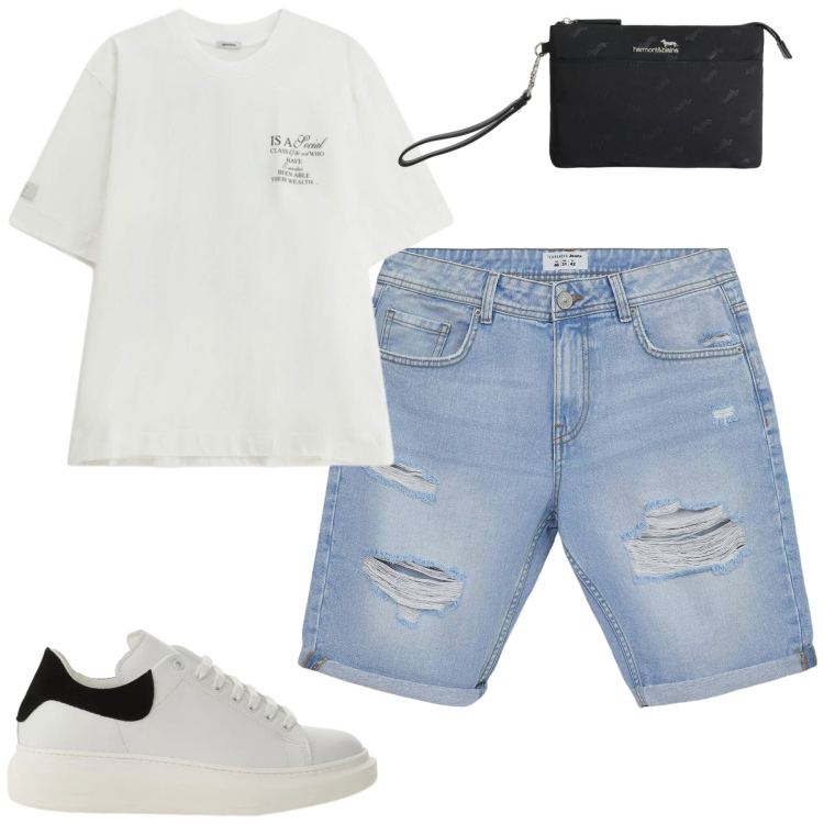 Outfit uomo - Imperial. Stile Casual per Tutti i giorni. Abbinamento con bermuda, t-shirt, sneakers, borse sportive.