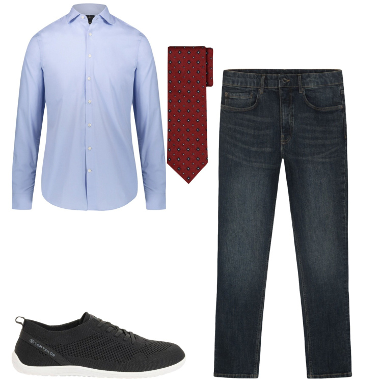 Outfit uomo - City. Stile Urban per Tutti i giorni. Abbinamento con sneakers, camicie, cravatte, jeans.