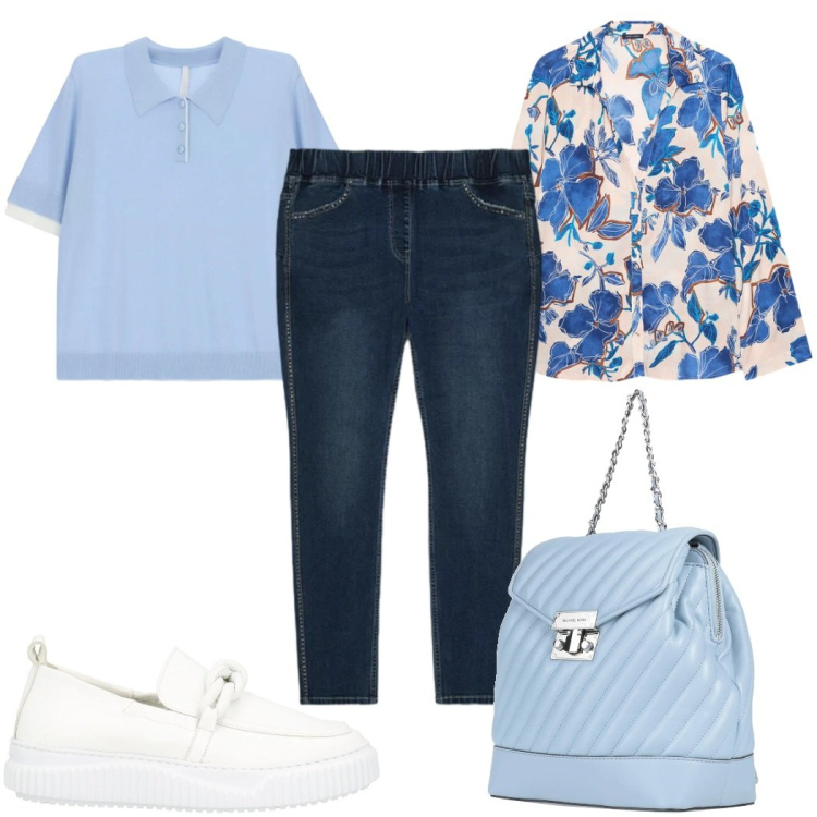 Outfit donna - Total look #2404935. Stile Trendy per Tutti i giorni. Abbinamento con mocassini, zaini, polo, camicie, jeggings.