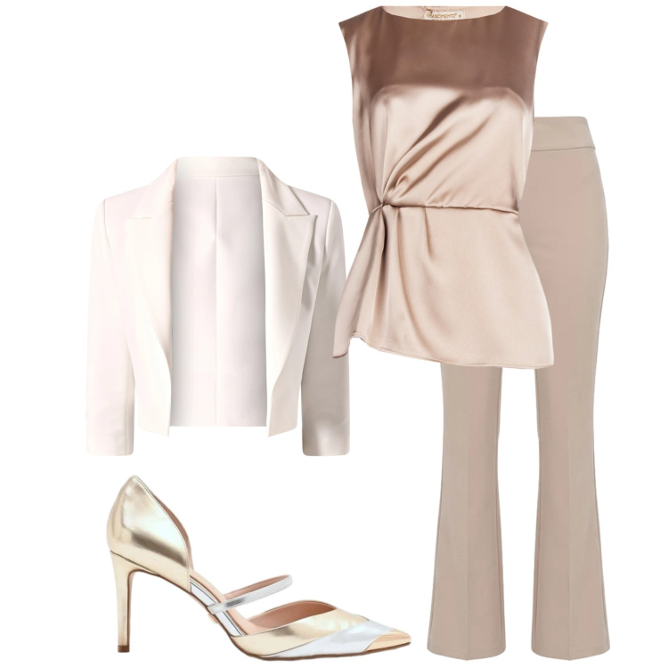 Outfit donna - Cerimonia poco impegnativa. Stile Chic per Cerimonia. Abbinamento con bluse, décolleté, pantaloni, blazer.