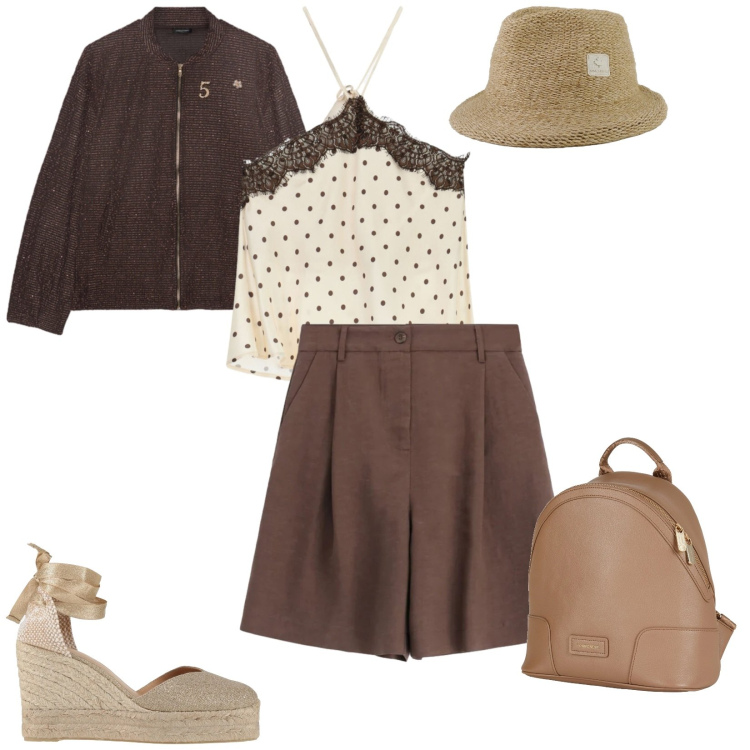 Outfit donna - Lungomare. per Serata fuori. Abbinamento con zaini, espadrillas, top, bermuda, felpe, cappelli.