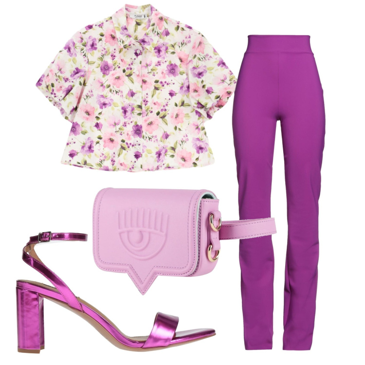 Outfit donna - Total look #2405004. Stile Romantica per Tutti i giorni. Abbinamento con marsupi, leggings, sandali in pelle, camicie a manica corta.
