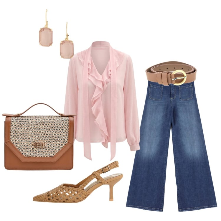 Outfit donna - Elegante e versatile. Stile Chic per Serata fuori. Abbinamento con décolleté, bluse, pochette, jeans, orecchini, cinture.