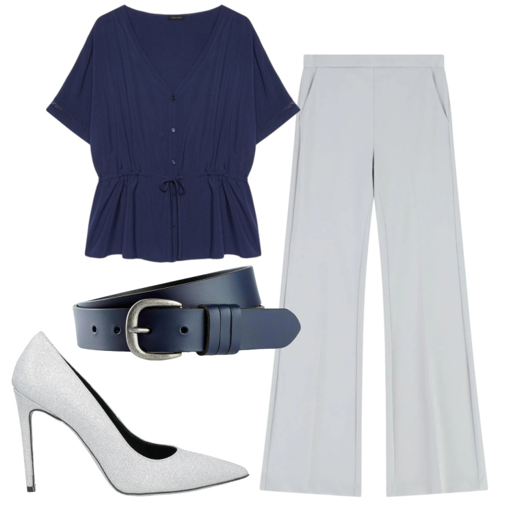 Outfit donna - Total look #2405019. Stile Bon Ton per Ufficio. Abbinamento con décolleté, cinture, pantaloni, bluse.