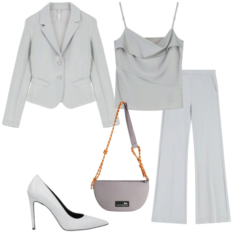 Outfit donna - Total look #2405022. Stile Chic per Cerimonia. Abbinamento con décolleté, pantaloni, canottiere, blazer, borse a tracolla.