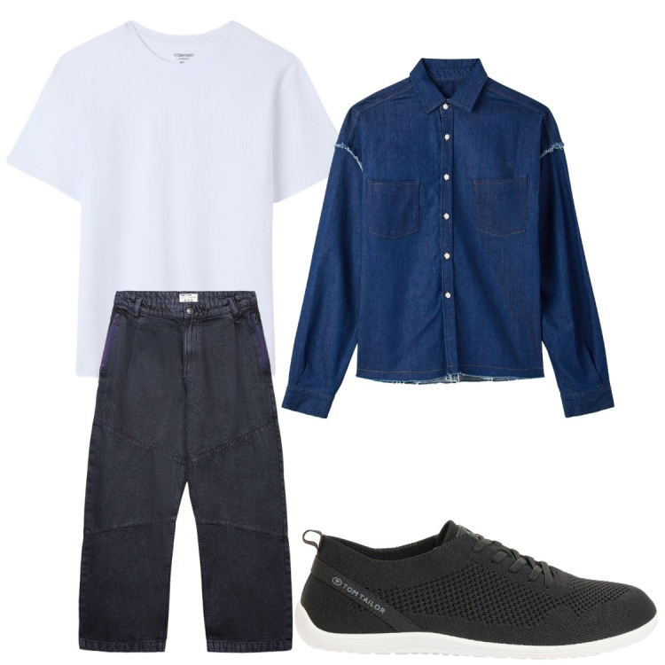 Outfit uomo - Total look #2405047. Stile Casual per Tutti i giorni. Abbinamento con sneakers, jeans dritti, camicie, t-shirt.