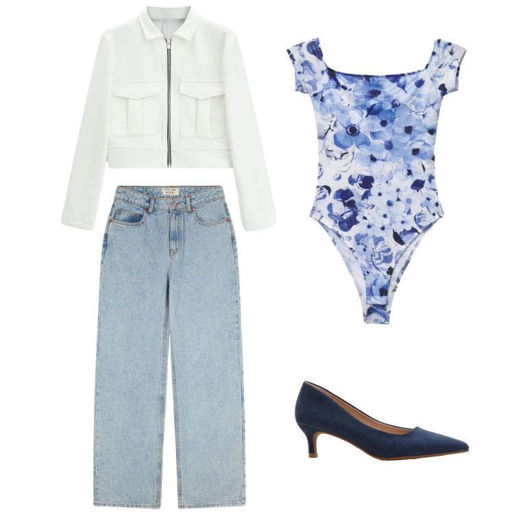Outfit donna - Total look #2405051. Stile Casual chic Abbinamento con décolleté, jeans, top, cappotti.