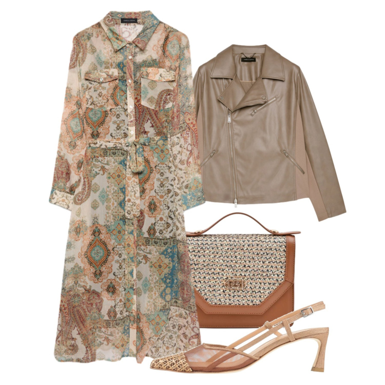 Outfit donna - Paisley da mattina a sera. Stile Casual chic per Tutti i giorni. Abbinamento con décolleté, pochette, vestiti chemisier, blazer.