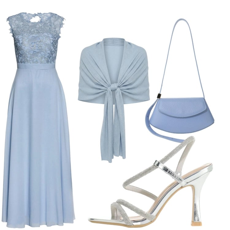 Outfit donna - Abito da cerimonia. Stile Bon Ton per Cerimonia. Abbinamento con vestiti lunghi, stole, sandali col tacco, borse a spalla.