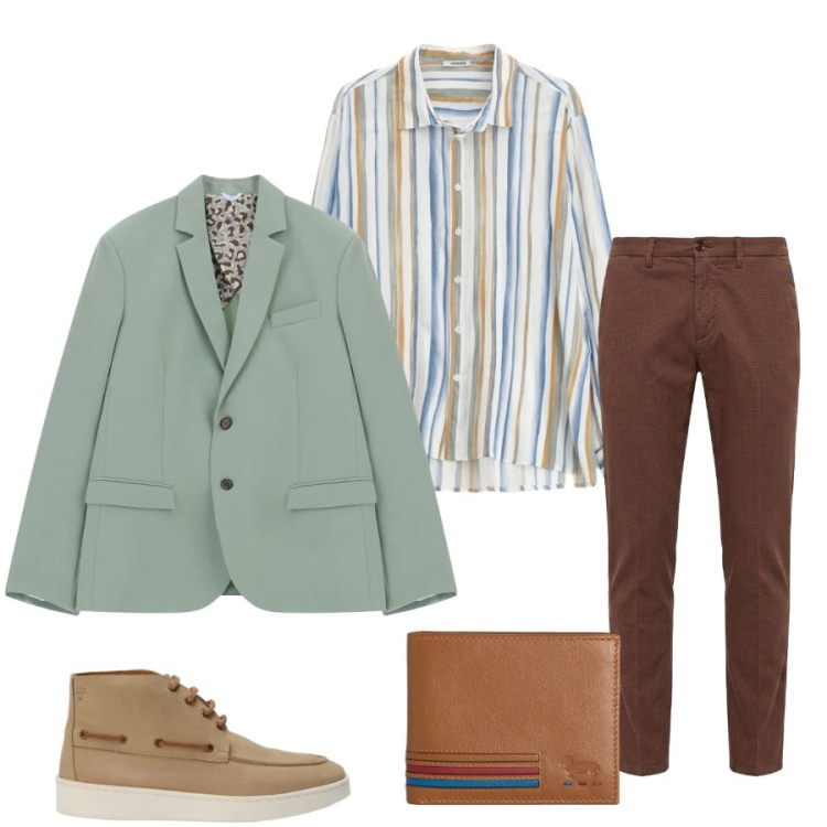 Outfit uomo - Total look #2405068. Stile Urban per Tutti i giorni. Abbinamento con portafogli, pantaloni chino, stivali e stivaletti, camicie, giacche.