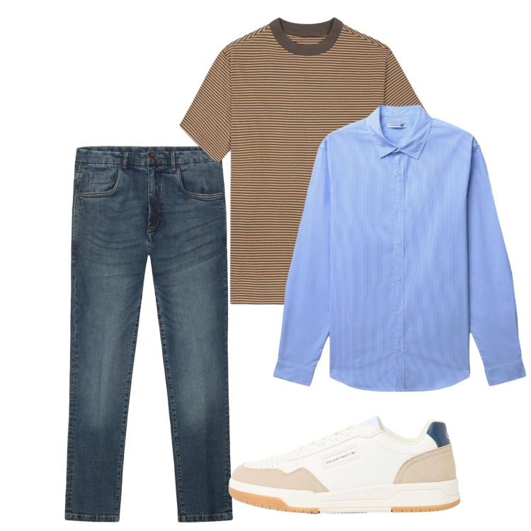 Outfit uomo - Maggio. Stile Casual per Tutti i giorni. Abbinamento con sneakers, camicie, jeans, t-shirt.