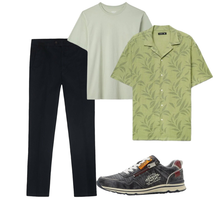 Outfit uomo - Maggio. Stile Casual per Tutti i giorni. Abbinamento con sneakers, t-shirt, camicie a manica corta, pantaloni.