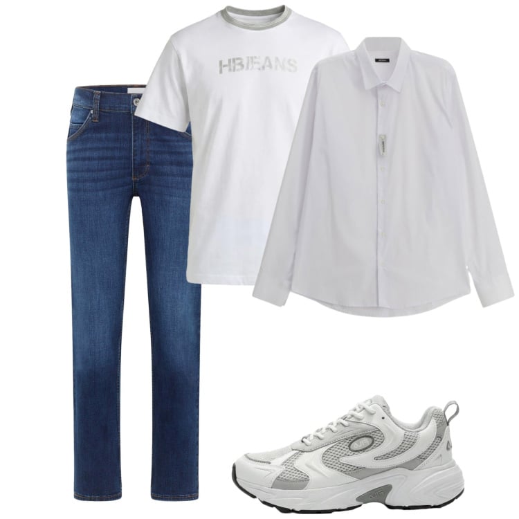 Outfit uomo - Maggio. Stile Casual per Tutti i giorni. Abbinamento con jeans dritti, sneakers, camicie, t-shirt.
