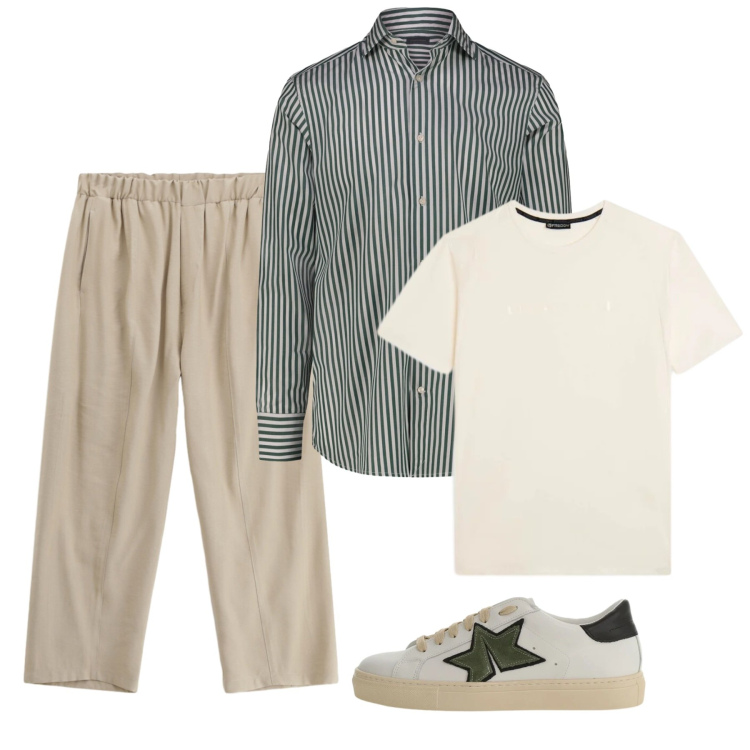 Outfit uomo - Maggio. Stile Casual per Tutti i giorni. Abbinamento con pantaloni, sneakers, t-shirt sportive, camicie.