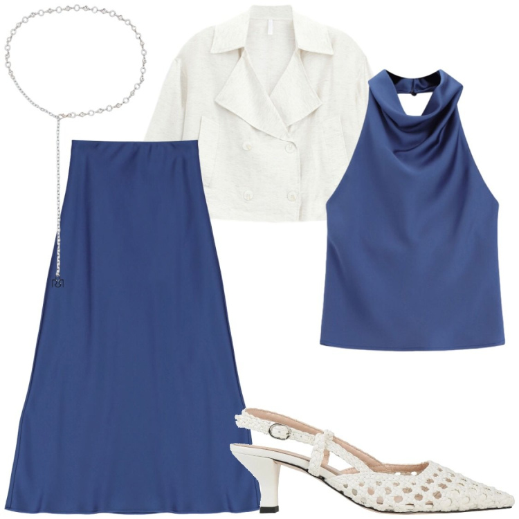 Outfit donna - Serate. Stile Glamour per Serata fuori. Abbinamento con décolleté, gonne lunghe, top, blazer, cinture.