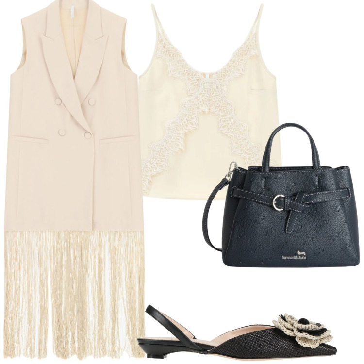 Outfit donna - Vestito con frangie. Stile Glamour per Serata fuori. Abbinamento con ballerine, borse a mano, vestiti midi/longuette, canottiere.