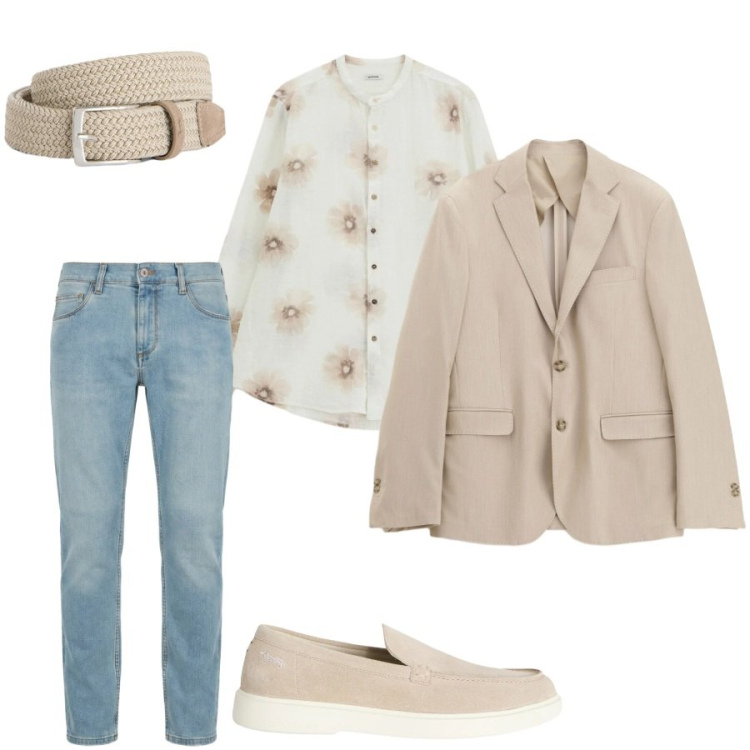 Outfit uomo - Total look #2405224. Stile Urban per Tutti i giorni. Abbinamento con camicie, giacche, jeans slim fit, cinture, scarpe stringate.