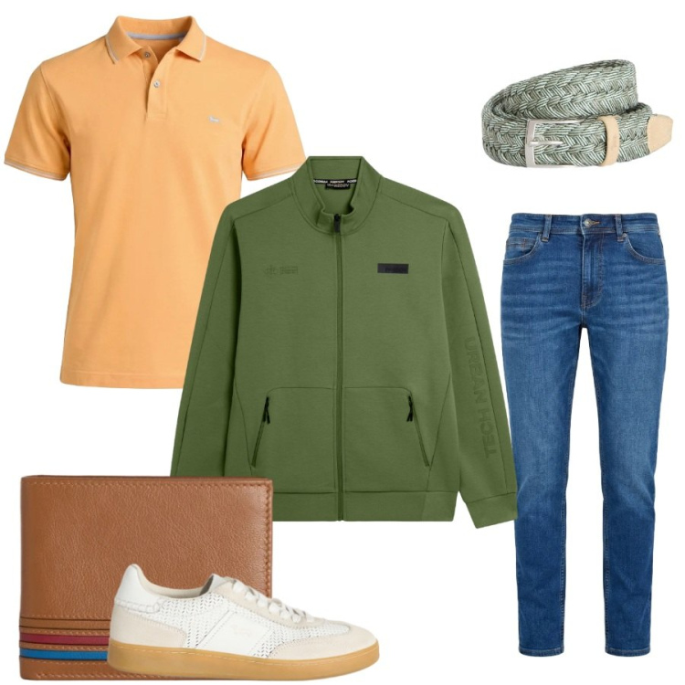 Outfit uomo - Total look #2405225. Stile Urban per Tutti i giorni. Abbinamento con sneakers, portafogli, polo, cinture, jeans, felpe.