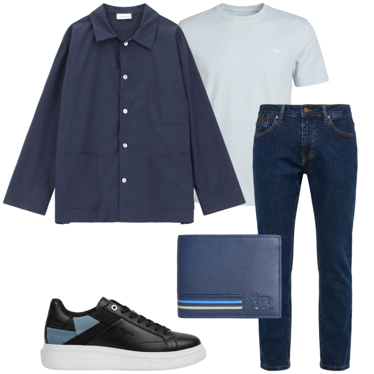 Outfit uomo - Al bar. Stile Casual per Tutti i giorni. Abbinamento con pantaloni, portafogli, sneakers, t-shirt, camicie.