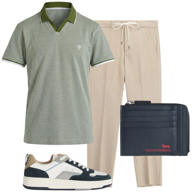 Outfit uomo - Total look #2405229. Stile Casual per Tutti i giorni. Abbinamento con pantaloni, portamonete, polo, sneakers.