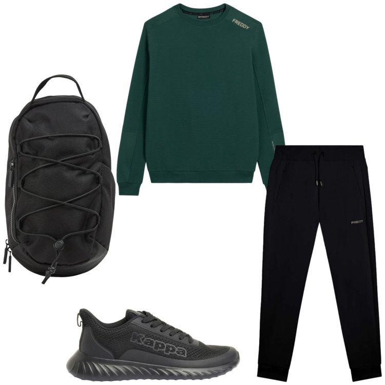 Outfit uomo - Total look #2405294. Stile Urban per Sport. Abbinamento con sneakers, borse sportive, pantaloni, felpe.