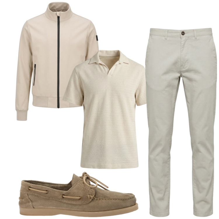 Outfit uomo - Total look #2405295. Stile Casual per Tutti i giorni. Abbinamento con scarpe stringate, pantaloni, polo, bomber.