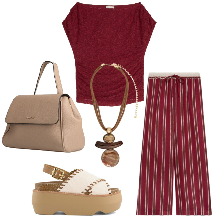 Outfit donna - Total look #2405346. Stile Etnico per Tutti i giorni. Abbinamento con zaini, t-shirt, ciondoli, pantaloni, zeppe.