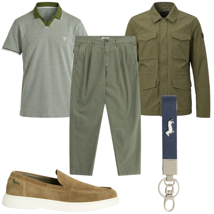 Outfit uomo - Total look #2405366. Stile Casual per Tutti i giorni. Abbinamento con pantaloni, polo, portachiavi, scarpe stringate, cappotti.