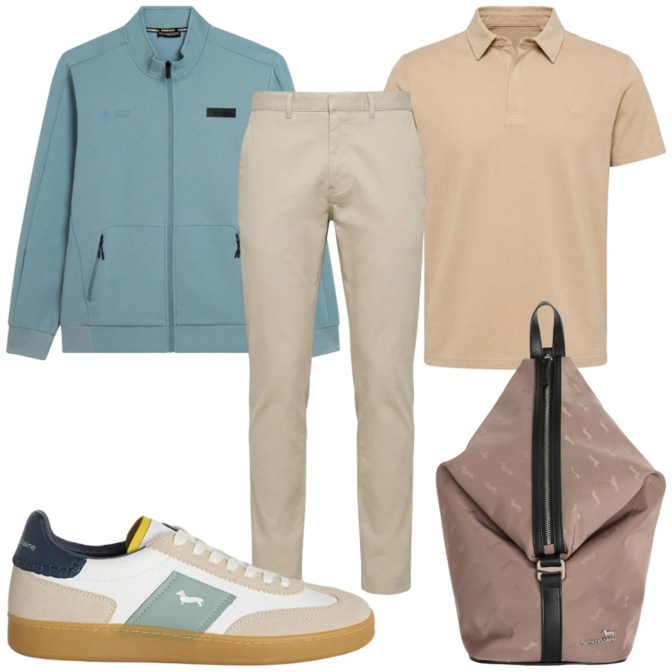 Outfit uomo - Total look #2405375. Stile Casual per Tutti i giorni. Abbinamento con borse sportive, polo, pantaloni, sneakers, felpe.