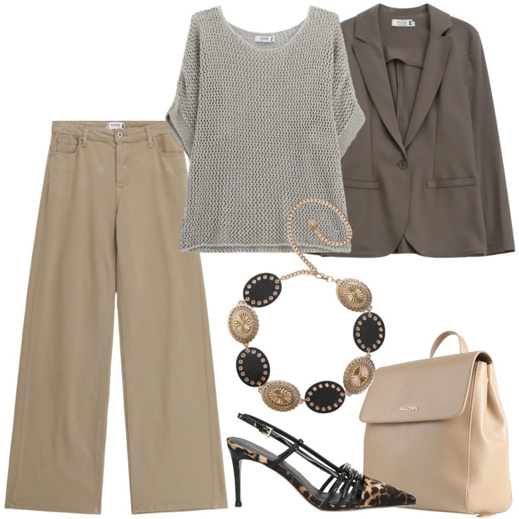 Outfit donna - Total look #2405396. Stile Casual chic per Ufficio. Abbinamento con zaini, décolleté, cinture, pantaloni, blazer, top.