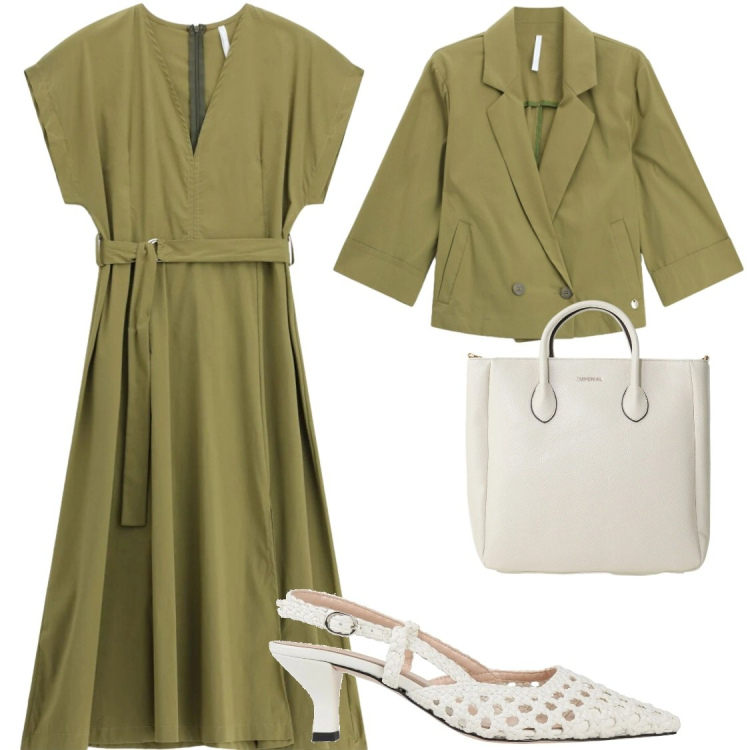 Outfit donna - Serate. Stile Chic per Serata fuori. Abbinamento con décolleté, vestiti midi/longuette, blazer, borse a tracolla.
