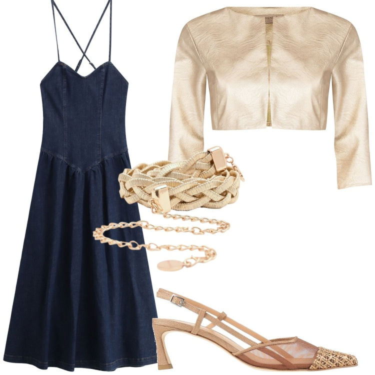 Outfit donna - Serate di fine maggio. Stile Chic per Serata fuori. Abbinamento con décolleté, bolero, cinture, vestiti lunghi.