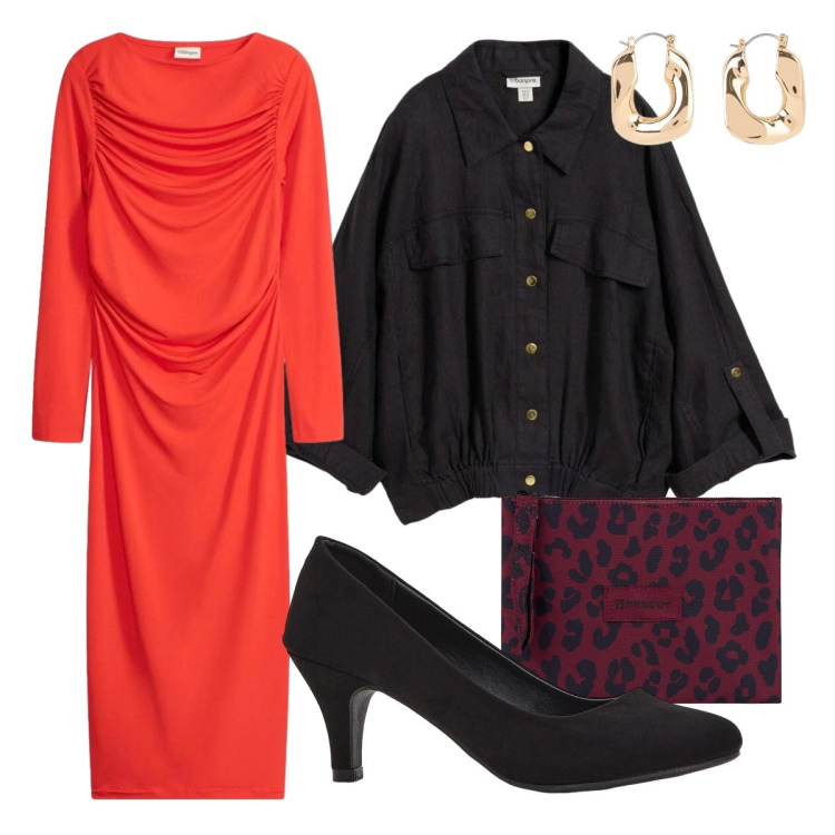 Outfit donna - Appuntamento romantico. Stile Chic per Serata fuori. Abbinamento con décolleté, orecchini, cappotti, vestiti lunghi, clutch.